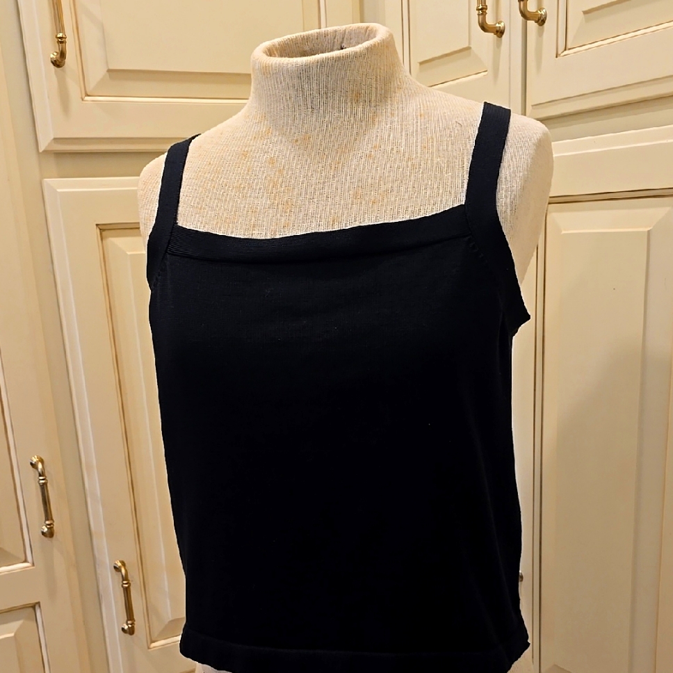 Ralph Lauren Silk Knit Square Neck Top Color Black Size Large